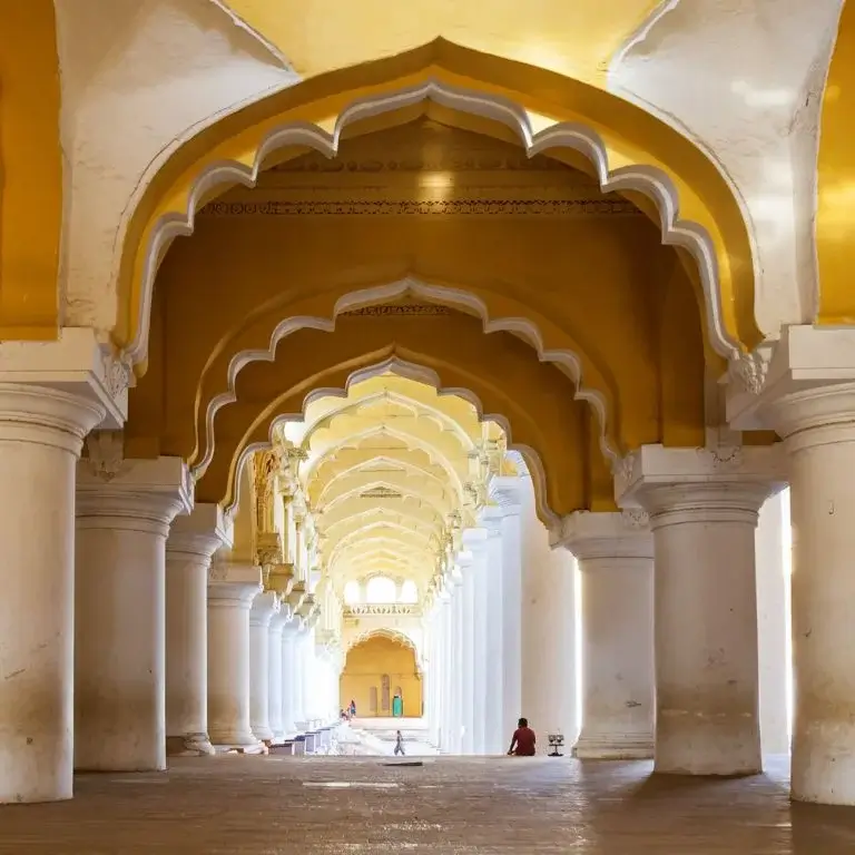 Majestic arches in golden hall